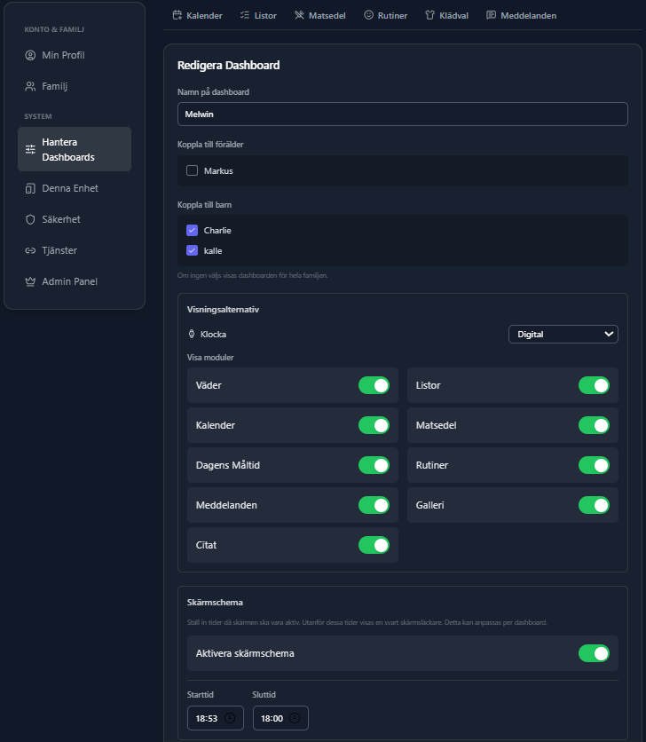 Inställningar för listor